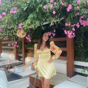 WeWoreWhat Yellow Floral Mini Dress